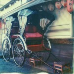 polaroid photograph of rickshaws, tokyo, japan. copyright leonie wise. all rights reserved
