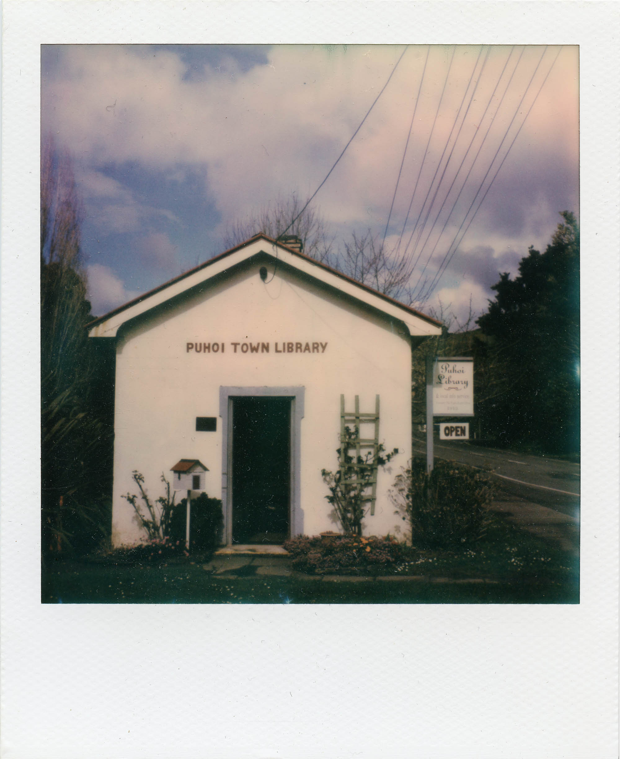 polaroid photograph of the puhoi town library (c) leonie wise