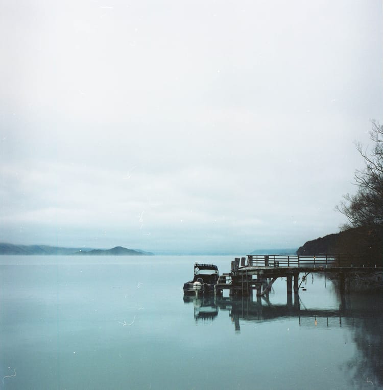 the jetty at kinloch, lake wakatipu, south island, new zealand. copyright leonie wise